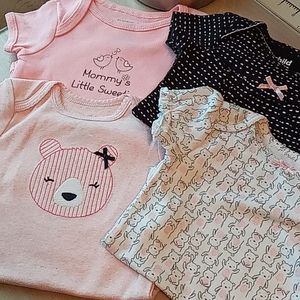 Bundle of 4 New Pink and Navy Onesies for Girls